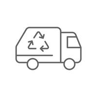 Garbage truck icon. Simple outline style. Landfill, recycling, trash, container, garbage management, vehicle, transportation concept. Thin line symbol. Illustration isolated. Editable stroke. vector