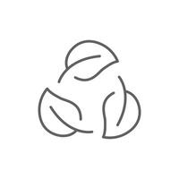 Recyclable icon. Simple outline style. Biodegradable recyclable plastic free package, circle leaf, eco, friendly material concept. Thin line symbol. Illustration isolated. Editable stroke. vector