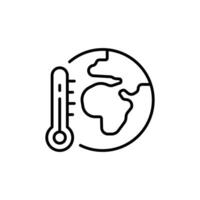 Global warming icon. Simple outline style. Climate change, warm, temperature, earth, world, globe, thermometer, environment concept. Thin line symbol. Illustration isolated. vector