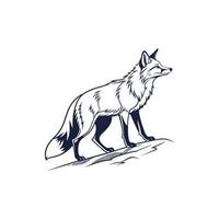 A fox standing on a hill, with a white background vector