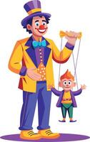 Circus puppet performance illustration in flat style vector