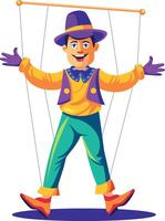 Human marionette performance illustration in flat style vector