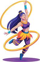 A flat illustration of circus hoop dancer vector