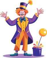 A flat illustration of a clown magic with balloon vector