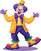 A flat illustration of happy clown character vector