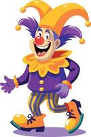 Funny circus jester illustration in flat style vector