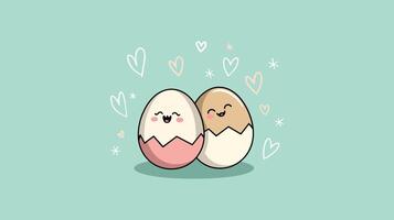 a cartoon drawing of a chicken egg with hearts and a heart on the top vector