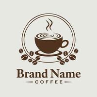 Rustic Coffee Bean Leaf Badge vector