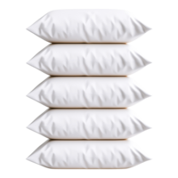 Five Soft White Pillows Stacked Neatly on a Clean Surface png