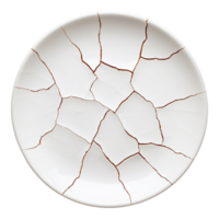 Broken porcelain plate with visible cracks and a minimalist design png