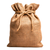 Rustic burlap sack filled with natural materials and grains png