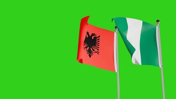 Albania and Nigeria Flags Waving Together on Green Screen Representing International Partnership video