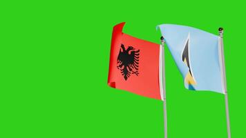 Albania and Saint Lucia Flags Waving Together on Green Screen Representing International Partnership video