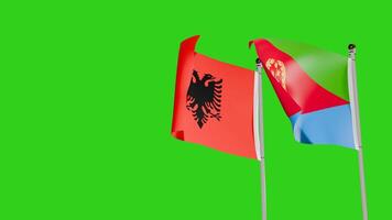 Albania and Eritrea Flags Waving Together on Green Screen Representing International Partnership video
