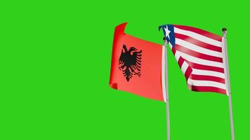 Albania and Liberia Flags Waving Together on Green Screen Representing International Partnership video