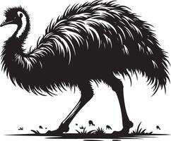Emu bird style silhouette vector