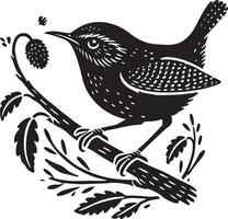Wren bird silhouette vector