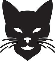 Black cat head silhouette minimalist design. vector