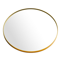elegante redondo espejo con oro marco para elegante decoración monitor png