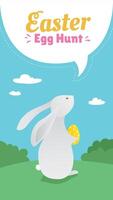 Easter Egg hunt banner design with cute little bunny illustration vector