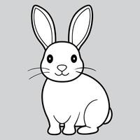 Rabbit line drawing black and white icon. vector