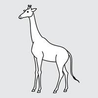 Giraffe Sketch Single Line Drawing Black Outline for Kids' Coloring Book Pages. vector