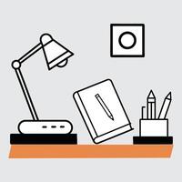 Study creative icon with desk lamp and book illustration. vector