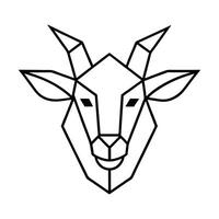 Goat Head Geometric Line Art Minimalist Icon Design. vector