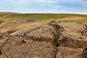 Iceland Caked Lava field landscape under a blue summer sky photo