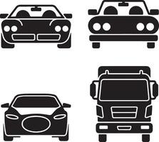 A set of different type car front view icon vector