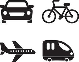 A set of silhouette image of transportation vehicle vector