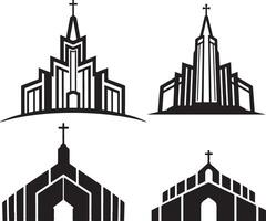 A set of unique Christian temple silhouette logo vector