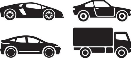 A set of different type car side view icon vector