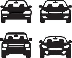 A set of car front view silhouette logo vector