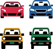 A set of car front view flat icon vector