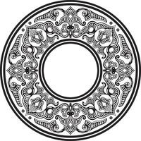 monochrome round oriental ornament. Arabic patterned circle of Iran, Iraq, Turkey, Syria. Persian frame, border. For sandblasting, laser and plotter cutting. vector