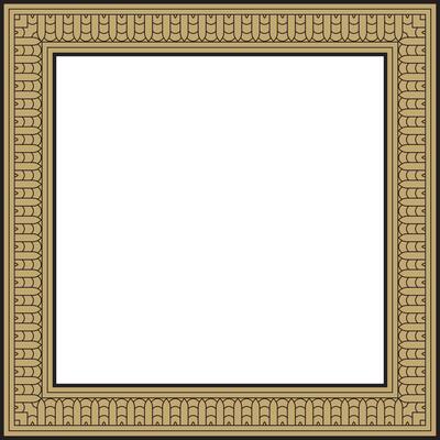gold and black square Egyptian ornament. Rectangle, frame, ancient Egypt.Pattern of lotus flowers and sun