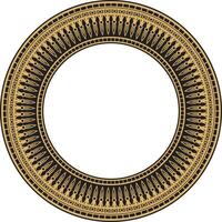 golden round ornament of ancient Egypt. Circle Border, frame in pyramids. vector
