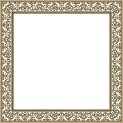 square gold with black border, frame, Pompeii. Rectangle Neopolitan ornament. Art of Ancient Rome. Template for stained glass