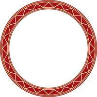 golden and red round Yakut ornament. Endless circle, border, frame of the northern peoples of the Far East. vector