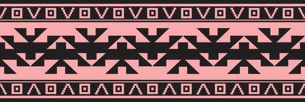 pink and black native american seamless pattern. Endless Aztec, Maya, Inca ornament. Drawing for border and frame. vector
