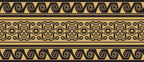 seamless golden border ornament. Native American tribes framework. vector