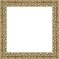 black and gold square gothic ornament. Medieval European rectangle, border. Classic pattern of the Germans, Angles, Saxons, Franks. vector