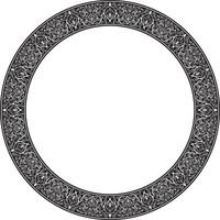 monochrome round oriental ornament. Arabic patterned circle of Iran, Iraq, Turkey, Syria. Persian frame, border. For sandblasting, laser and plotter cutting. vector