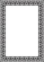 square black monochrome ancient Russian ornament. Slavic rectangle, border, frame. Painting of the royal chambers. vector