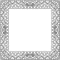 black contour square national Indian ornament. Rectangle, border, ethnic Hindu frame. vector