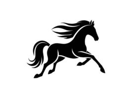 Powerful Black Horse Silhouette in Dynamic Running Pose vector