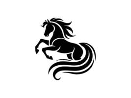 Powerful Black Horse Silhouette in Dynamic Pose vector