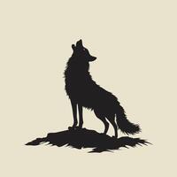 Silhouette of a wolf on single color background vector