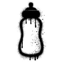 Baby bottle icon graffiti with black spray paint. vector